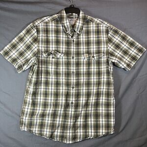 Carhartt Shirt Mens M Button Up Plaid Short Sleeve Relaxed Fit Workwear